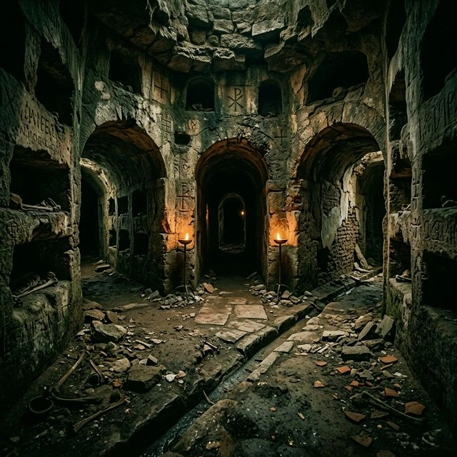 Encrucijada subterránea en la necrópolis